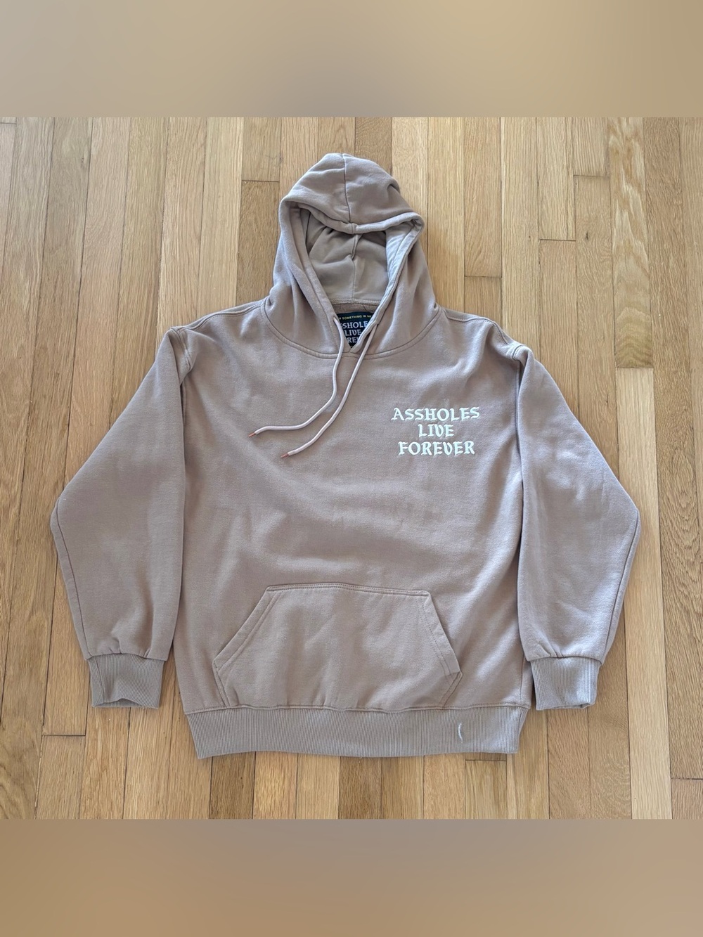 Assholes*s Live Forever Hoodie M Medium Taupe Beige ALF Embroidered Sweatshirt